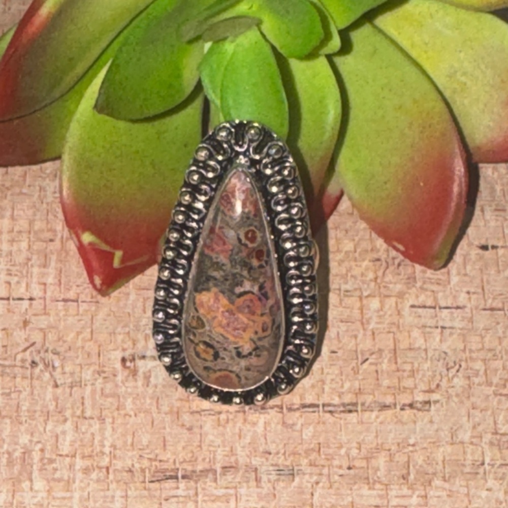 Silver Crazy Lace Agate Ring - image 1